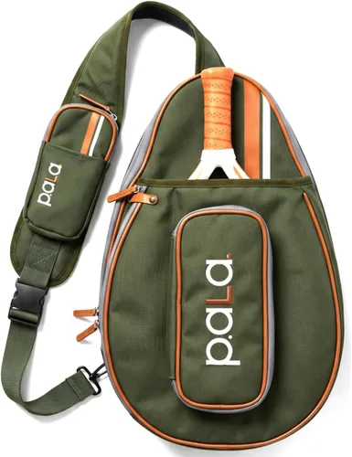 P.ala Multi-Sport Crossbody Padel Bag – Fits 2 Padel Rackets, Lightweight 2.07 lb, Fence Hook, 13” Device Sleeve, Compact Racket Bag for Padel, Verde