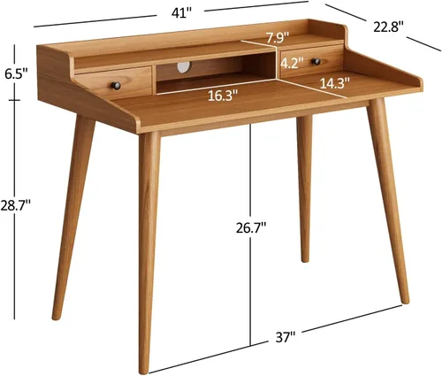 Miniatura 2 de Escritorio moderno de mediados de siglo, escritorio de madera para oficina en casa de 41 pulgadas, escritorio para computadora o computadora