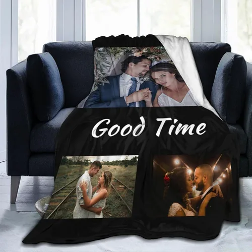 Miniatura 12 de Manta de cama personalizada con texto de fotos, mantas personalizadas con collage de fotos, mantas personalizadas para regalo de cumpleaños 1 Foto