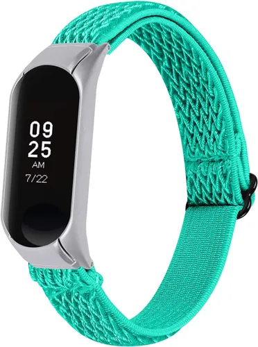 Miniatura 12 de Correa de repuesto Mi Band 3, correa ajustable transpirable de 5.3 a 8.3 pulgadas, correa elástica de repuesto de nailon suave con marco de metal Y09