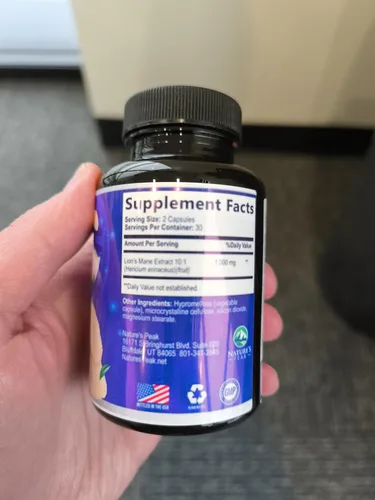 Miniatura 3 de Cápsulas de suplemento de melena de leones, melena de león, 1000 mg por porción, hongo de melena de león extra fuerte, superalimento para memoria