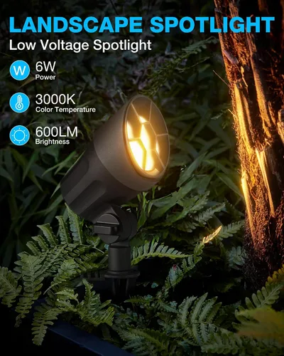 Miniatura 2 de SUNVIE Iluminación de paisaje de bajo voltaje de 6 W, luces LED de paisajismo, iluminación blanca cálida de bajo voltaje, focos de paisaje