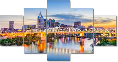 Miniatura 83 de TUMOVO Fotos en lienzo de Estados Unidos, Cincinnati, Ohio, Skyline at Dusk para tu sala de estar, impresiones de paisaje urbano de rascacielos