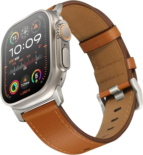 Miniatura 19 de UUPWPOKT - Correa de cuero compatible con Apple Watch Ultra 3/2/1 de 49/46/45/44/42 mm, correa de cuero genuino para iWatch Ultra Series 11 10 9 8 7