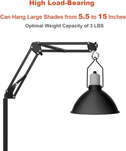 Miniatura 5 de Soporte de lámpara de reptil, ajustable de 15.7 a 74.3 pulgadas, lámpara de calor, soporte de metal, soporte de luz de pie para lagartos, dragones