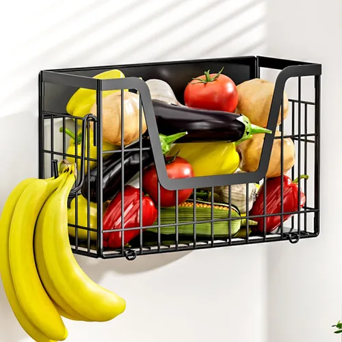 Miniatura 13 de 2 Juego de Estante Magnético para Nevera, Recipientes Magnéticos para Almacenamiento de Papas y Cebollas, Cesta Magnética para Frutas para Nevera