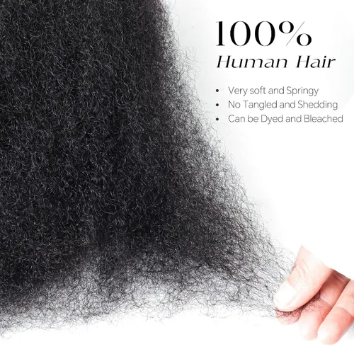Miniatura 4 de BLL Afro Kinkys - Cabello humano a granel, 100% cabello humano para mini torsión, trenzas, extensiones de rastas, cabello rizado afro, color negro a