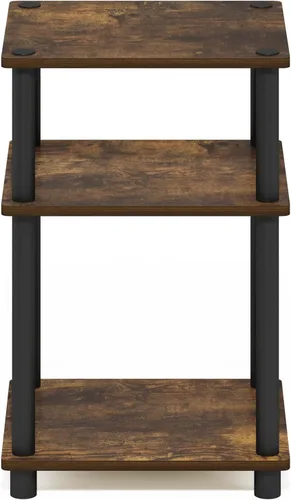 Miniatura 8 de Furinno JUST - Mesa auxiliar lateral, mesa de 3 niveles, estante de noche con estantes abiertos, mesita de noche, ensamble sin herramientas