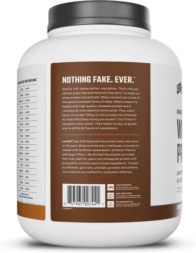 Miniatura 9 de Levels - Proteína de suero alimentada con pasto en polvo, sin artificiales, 24G de proteína, chocolate y mantequilla de maní, 5 libras