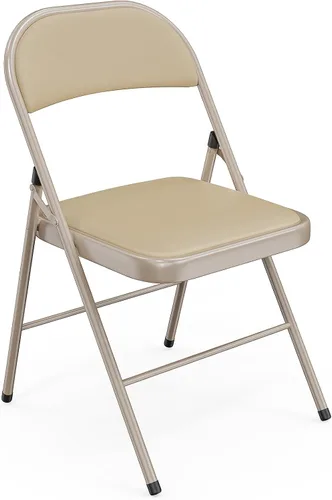 Miniatura 14 de VINGLI 1 paquete de sillas plegables con asientos acolchados, estructura metálica con asiento y respaldo de cuero sintético, capacidad de 350 Negro