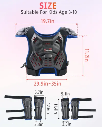 Miniatura 5 de StarknightMT Equipo de Bicicleta de Tierra para Niños - Equipo de Protección Juvenil para Montar Motocicleta, Traje de Armadura de Motocross