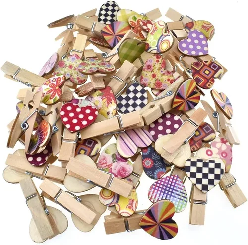 Miniatura 33 de HAHIYO Pinzas para ropa de madera doradas, mini pinzas para la ropa, no se deshacen de 1 pulgada de largo, paquete de 80 resortes resistentes
