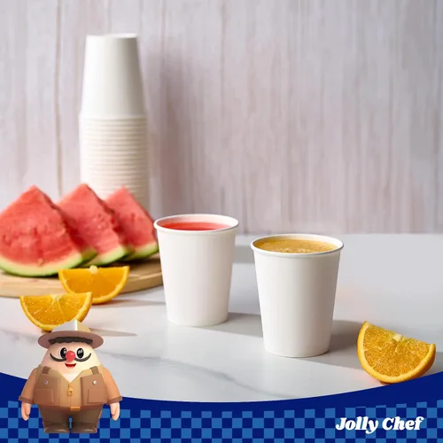 Miniatura 5 de JOLLY CHEF Paquete de 400 tazas de papel para café de 8 onzas, tazas de papel para bebidas blancas para café, agua, jugo o té, adecuadas