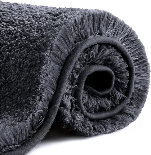 VANZAVANZU Alfombras de Baño Antideslizantes Ultra Suaves Absorbentes de Microfibra Esponjosas Gruesas Alfombrillas de Baño Lavables a Máquina Negro