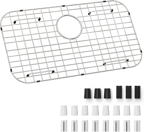 Miniatura 13 de Rejilla de fregadero de acero inoxidable y protectores para la parte inferior del fregadero de cocina, protector de fregadero de 24 x 12 pulgadas