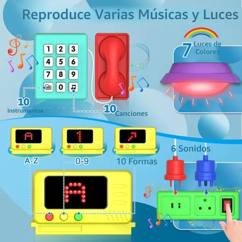 Miniatura 4 de Juguetes para niños pequeños de 1-2 años, tablero ocupado musical Montessori, juguete educativo temprano para niños pequeños de 1-3 años, juguete