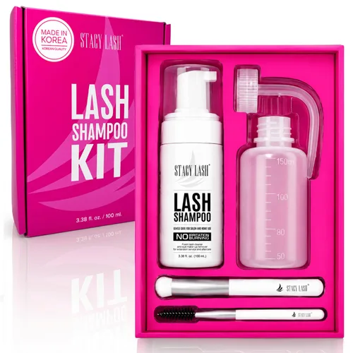Miniatura 10 de STACY LASH Champú para extensiones de pestañas + cepillo, 1.69 onzas líquidas, limpiador espumoso de párpados, lavado para extensiones y pestañas
