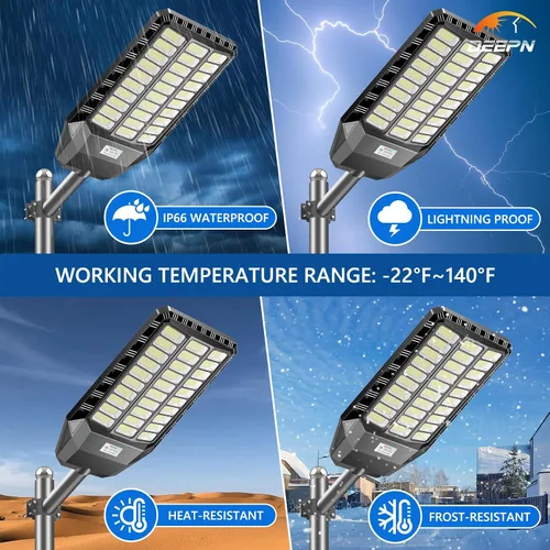 Miniatura 5 de Deepn Luz solar de calle, luces solares de grado comercial para exteriores IP67 impermeable, luces LED de seguridad de inundación de 8700 W, sensor
