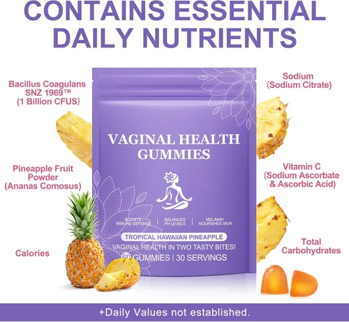 Miniatura 2 de Gomitas de equilibrio femenino premium, probióticos vaginales vitales fuente de gomitas femeninas, sabor a piña para mujeres de todas las edades