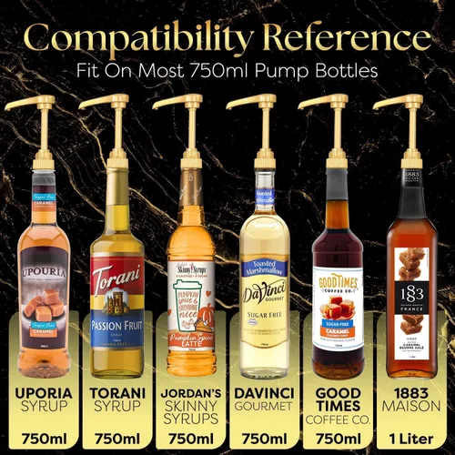 Miniatura 6 de Fresh Finest - Paquete de 4 dispensadores de bomba de jarabe de café, la bomba de jarabe es compatible con Torani, Davinci, Jordans Skinny Syrups
