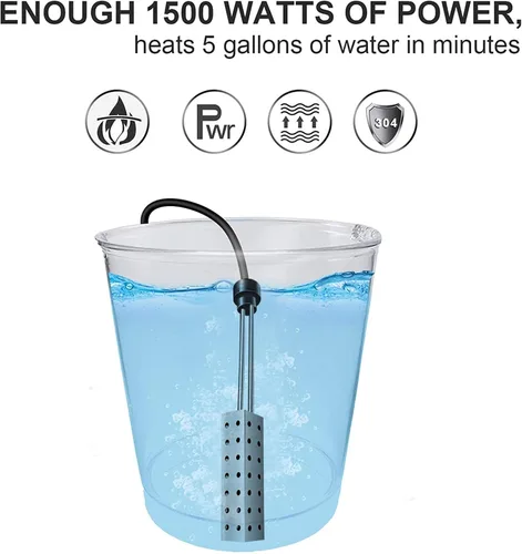Miniatura 7 de Calentador de cubo, calentador de piscina portátil, calentador de agua de inmersión, calentador de agua sumergible para bañeras, calentador
