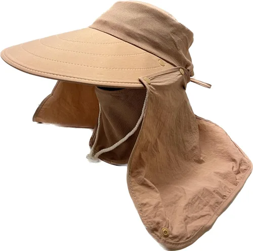Miniatura 8 de Mrlahat Visera ancha para pesca al aire libre, gorra de pesca con solapa larga para orejas y cuello, unisex Beige