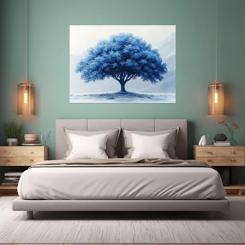 Miniatura 2 de VOCBAN Tree of Life Wall Art The Picture Artwork Canvas Prints Tree Pictures Poster Retro Artwork for Bedroom Living Room Home Decoration(blue
