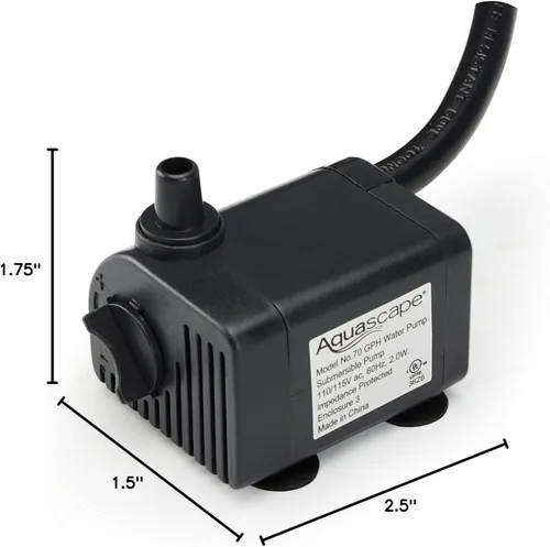 Miniatura 5 de Aquascape Bomba de agua sumergible de 70 GPH para fuentes, cascadas, estanques, acuarios, filtros, 91023