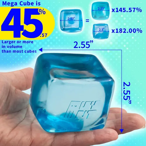 Miniatura 6 de MEGA Cube Premium - Juguete antiestrés esponjoso de gran tamaño para manos grandes y adultos, gel ultra firme para alivio del estrés y enfoque Azul