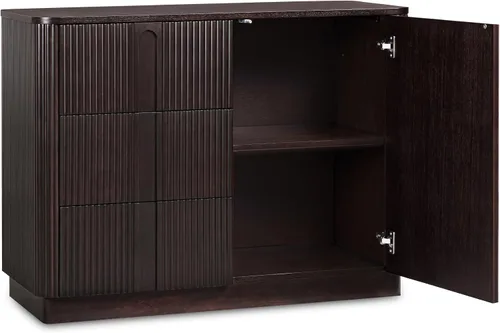 Miniatura 8 de Teamson Home Aparador de estilo escandinavo de 42 pulgadas de ancho con 3 cajones, 1 puerta y estante ajustable, marco de madera maciza, para abrir