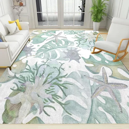 Miniatura 12 de Alfombra de área estampada azul, retro, envejecida, antideslizante, para interiores, sala de estar, lavable a máquina, transpirable para sala