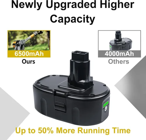 Miniatura 3 de FSKE Paquete de 2 baterías de iones de litio de 6.5 Ah de repuesto para Dewalt 18 V, compatible con DC9096 DC9098 DC9099 DE9039 DE9095 DE9096 DE9098