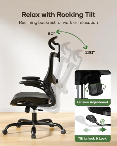 Miniatura 7 de Marsail Silla de Oficina Ergonómica de Malla con Respaldo Alto, Silla de Escritorio para Oficina en Casa con Soporte Lumbar Adaptativo