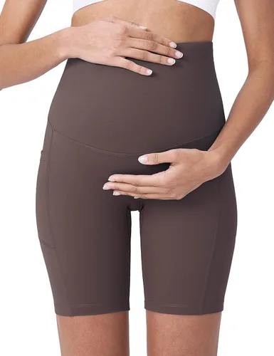 Miniatura 3 de POSHDIVAH - Pantalones cortos de yoga para embarazadas, cubren la barriga, pantalones deportivos cortos para correr, hacer ejercicio y el verano