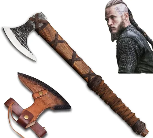 Forest Hunting | 27" y 1.6 kg Hacha vikinga personalizada hecha a mano de Ragnar Lothbrok Norsmen - Tomahawk y Hacha de bosque. Hacha vikinga
