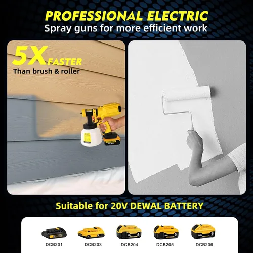 Miniatura 7 de Pulverizador de pintura inalámbrico para batería Dewalt de 20 V máximo, pulverizadores de pintura para interior del hogar, HVLP, eléctrico, sin