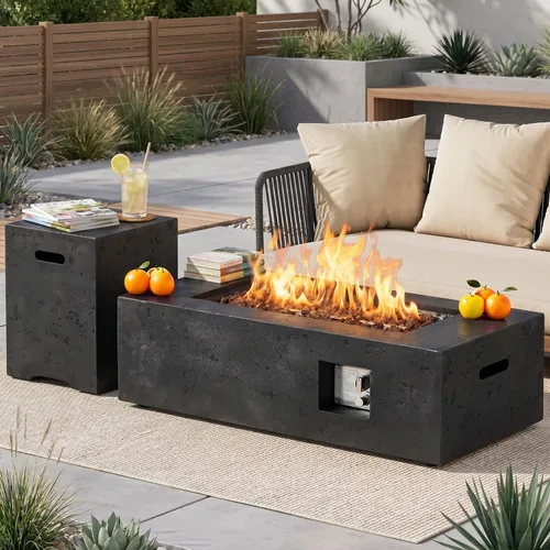 Miniatura 28 de ECOTOUGE Mesa de cubierta de tanque de propano, 15.5 pulgadas para mesa de fuego, mesa oculta cilíndrica para exteriores para fogata de gas