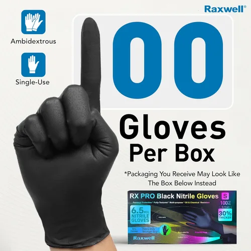 Miniatura 7 de Raxwell Disposable Nitrile Gloves - Food Grade Heavy-Duty Puncture Resistant Black Gloves for Cooking & Food Service