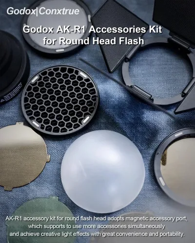 Miniatura 2 de Godox Kit de accesorios AK-R1 para flashes de cabeza redonda Godox V1, V1Pro, V100, V1mid, AD100Pro, V1U, V1ProU y V100U
