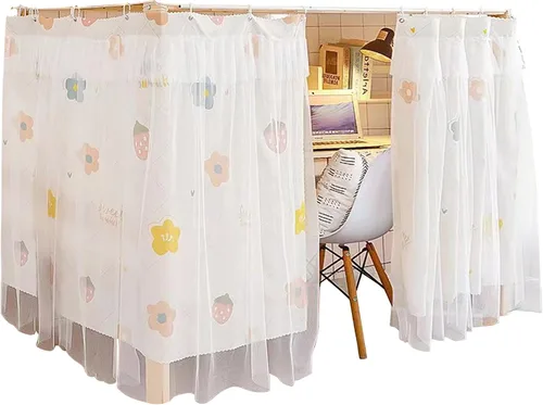Miniatura 15 de Cortinas de gasa bonitas genéricas para litera con dosel de cama con encaje, 2 paneles, aguacate
