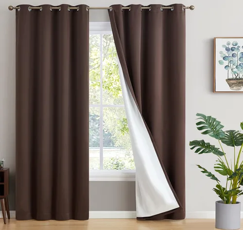 Miniatura 17 de HLC.ME - Cortinas con forro que no deja pasar la luz con doble capa gruesa, cortina con ojales con aislamiento térmico y ahorro de energía para Gris