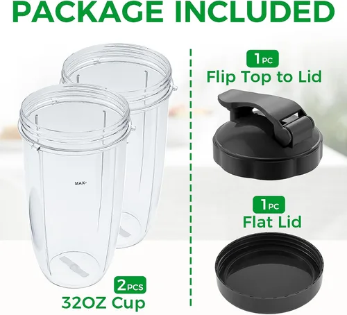Miniatura 28 de Vasos de licuadora de repuesto para licuadora Nutribullet de 18 onzas con tapa, compatible con Nutribullet 600 W 900 W licuadora exprimidor
