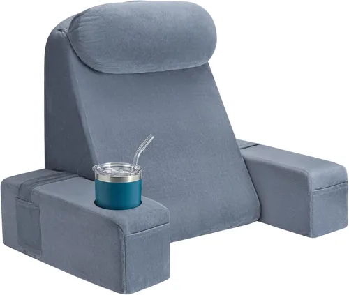Miniatura 13 de Almohada de lectura para adultos, almohada de espalda para sentarse en la cama, almohada de respaldo para sentarse en la cama, brazos desmontables