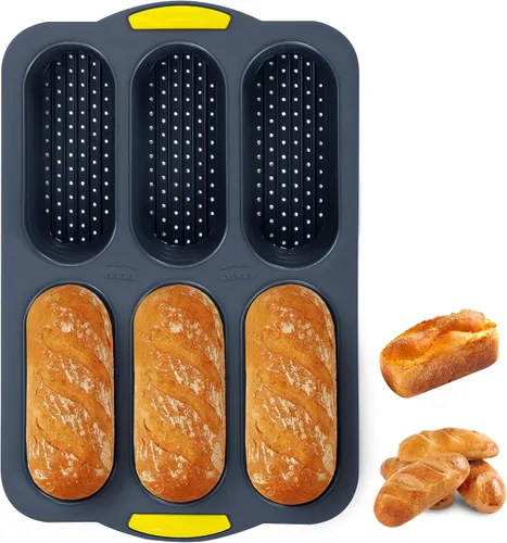 Miniatura 3 de Molde para pan de hamburguesas, molde de silicona para pan de hamburguesas de 6 cavidades, molde antiadherente para bollo de hamburguesa de calor