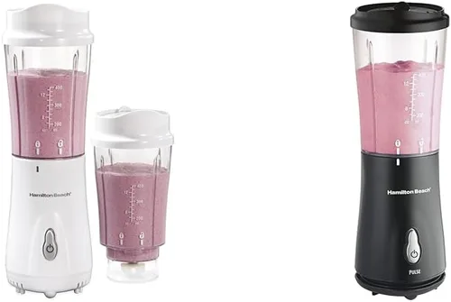 Hamilton Beach Licuadora portátil para batidos y batidos con taza de viaje y tapa sin BPA de 14 onzas y licuadora portátil para batidos y batidos
