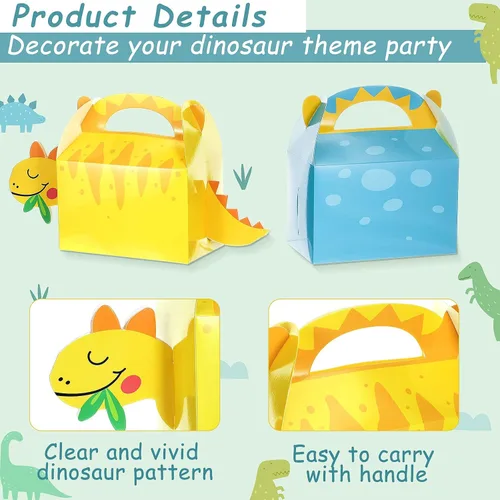 Miniatura 3 de Patelai - 12 bolsas de recuerdo de fiesta de dinosaurios 3D con temática de dinosaurios, cajas de regalo de dulces para niños, baby shower