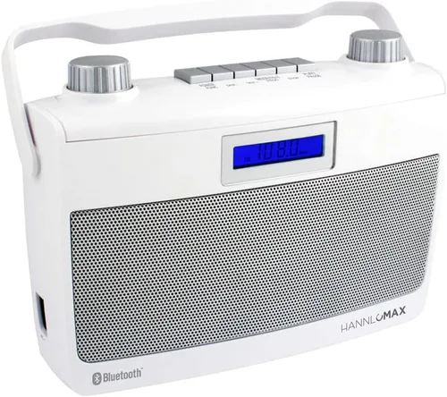 Miniatura 7 de HANNLOMAX Radio AM/FM portátil HX-500R, Bluetooth, puerto USB para reproducción de MP3, entrada auxiliar, fuente de alimentación dual AC/DC. (rosa)