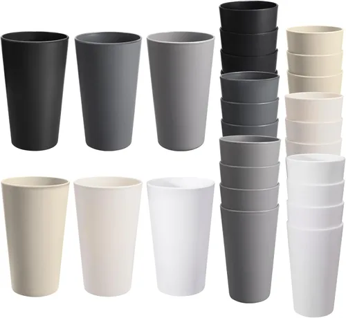 Miniatura 20 de Juego de 24 vasos de plástico irrompibles, vasos de plástico reutilizables de 20 onzas, vasos de agua apilables, vaso para beber para cocina