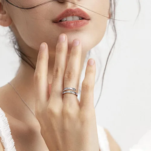 Miniatura 2 de Ladytree Anillos inspiradores ajustables de plata de ley 925, apilables, espiral, banda de declaración, regalo de aliento para mujeres y hombres