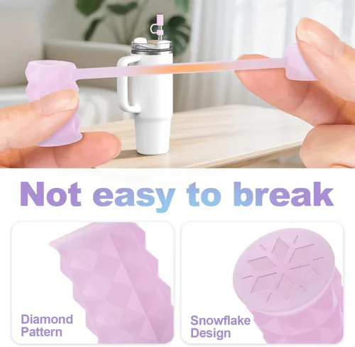 Miniatura 4 de 6 fundas de popote de silicona de 0.39 pulgadas/0.394 in compatibles con Stanley Cup de 40 y 30 onzas, reutilizables a prueba de polvo para vaso